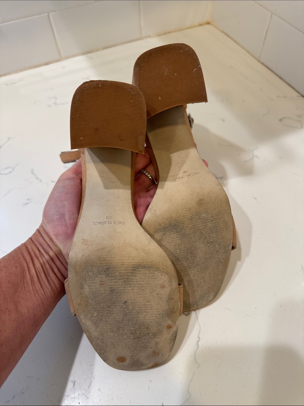 Steve Madden Nude/Tan Block Heel Ankle-Strap Sandals - Picture 10 of 10